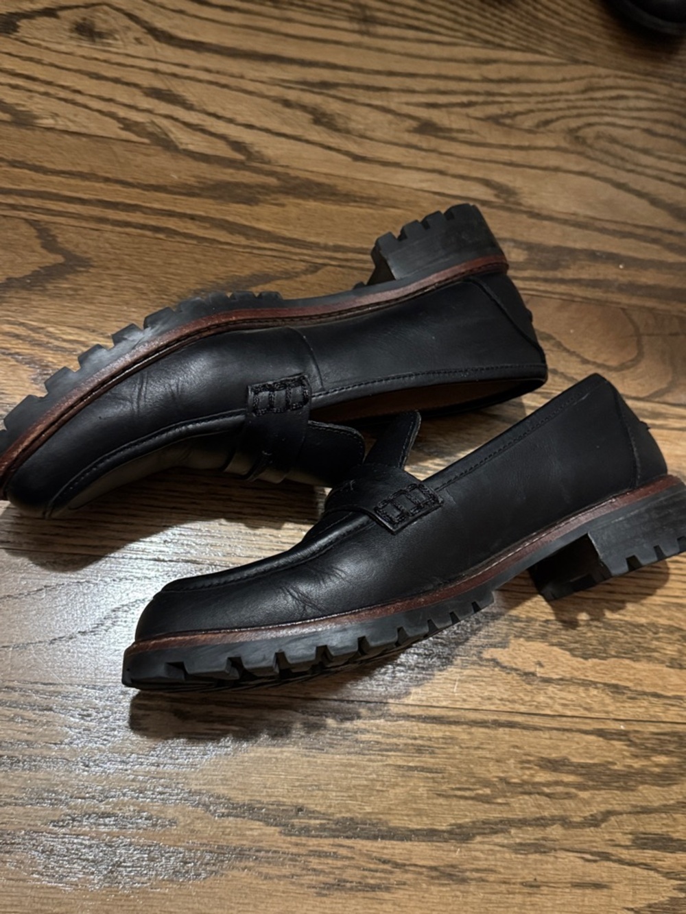 Madewell Black Leather Lugsole Penny Loafers - 8 good condition - Picture 10 of 10